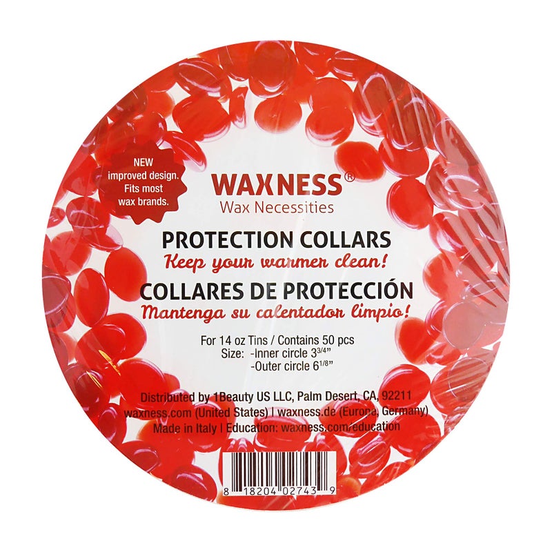 wax necessities Waxness Waxing Multi-fit Protection Collars 50 Pack Red Fits Most 14 to 16 Ounces Tins and Pots - Image 3